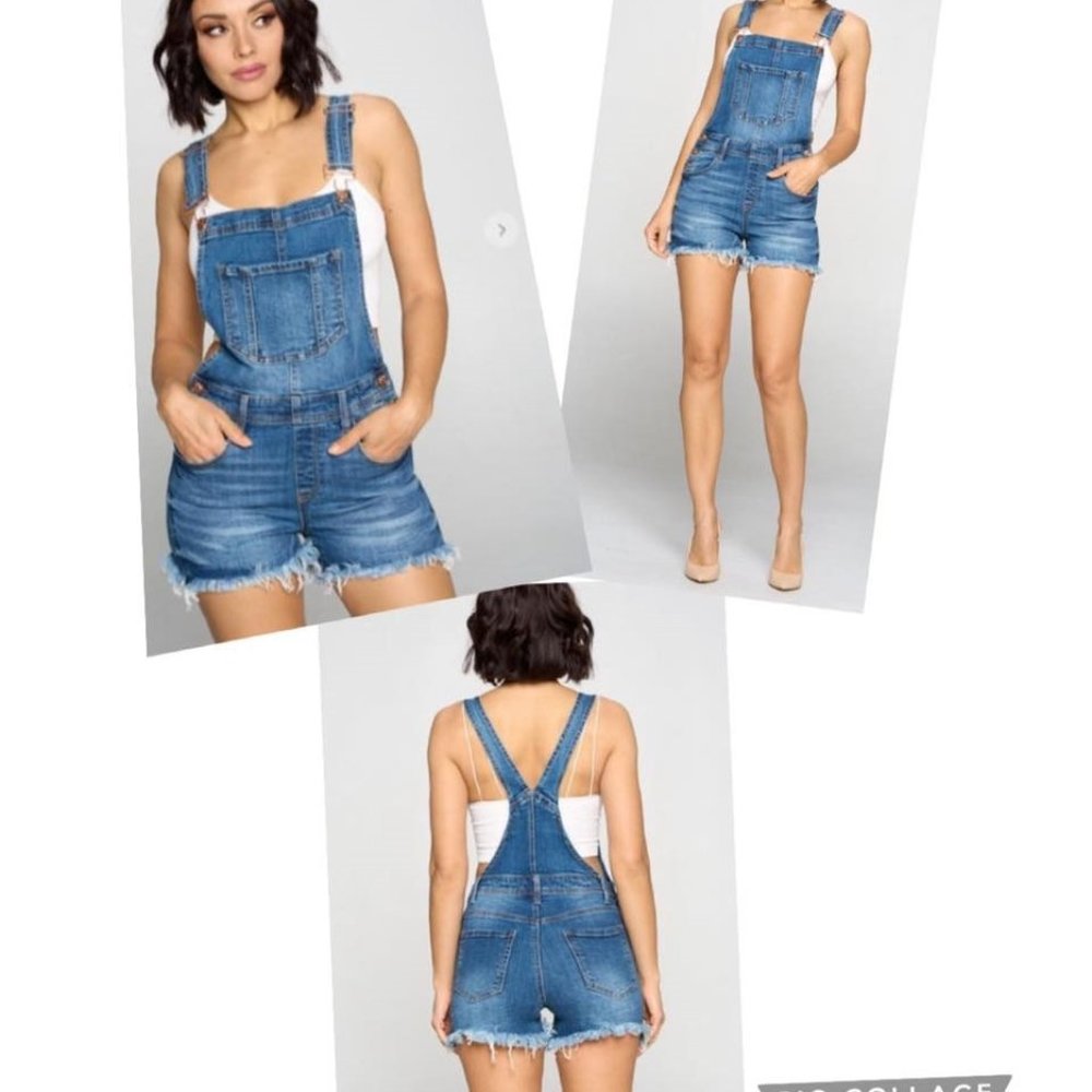 Denim overall shorts nwt